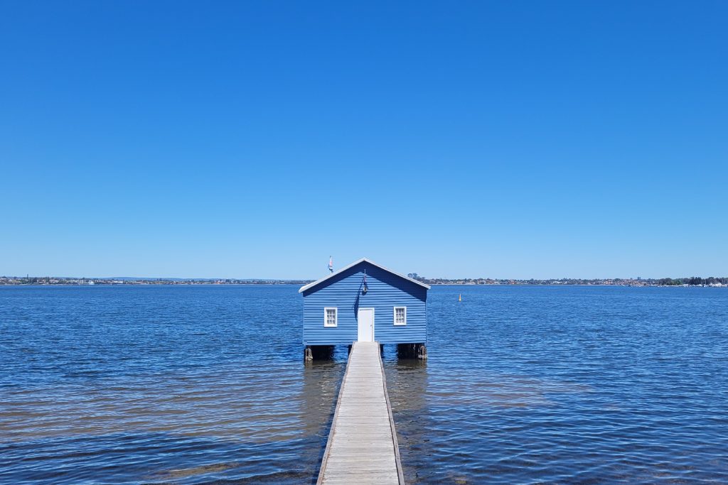 The blue boatshed is one of the things you might like to visit on your Australian study experience.